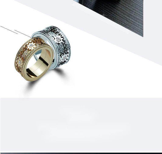 Fidget Ring with Inlaid Stone and Gypsophila Diamond - Get To Find It, LLC