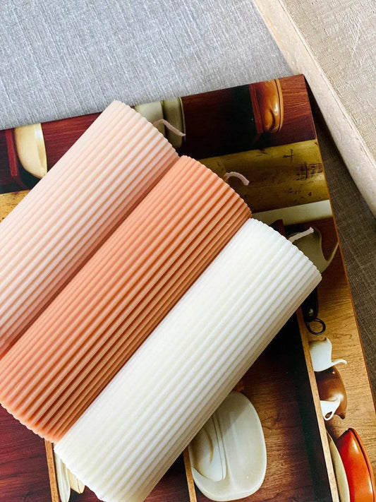 Minimalist Ribbed Pillar Candles - Get To Find It, LLC