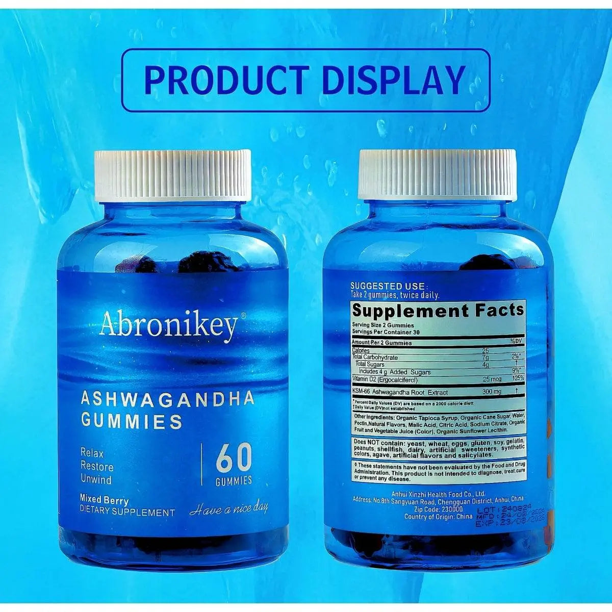 Ashwagandha 2000 MG & Vitamin D2 C Gummy, Extra Strength, KSM-77 High Potency,10 Withanolide, Delicious Mixed Berry, Ayurvedic Supplement, Vegan, Gluten-Free & Gelatin-Free-60 Count - Get To Find It, LLC