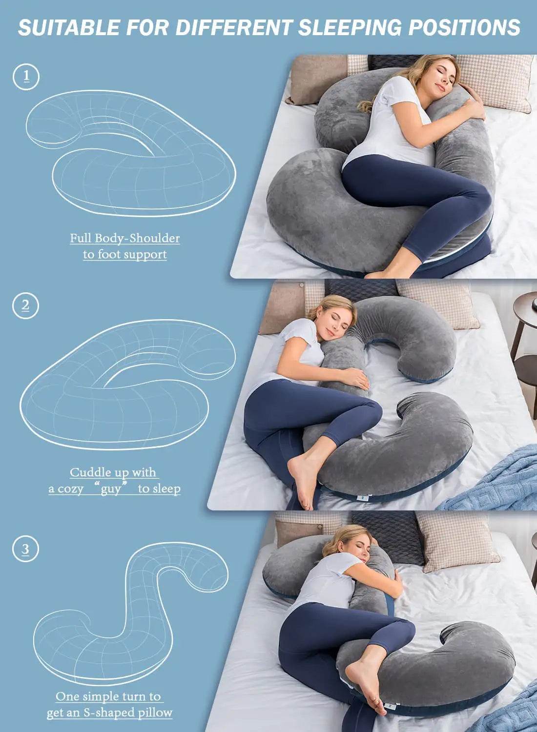 GTFI C-Shaped Body Pregnancy Pillow - Get To Find It, LLC
