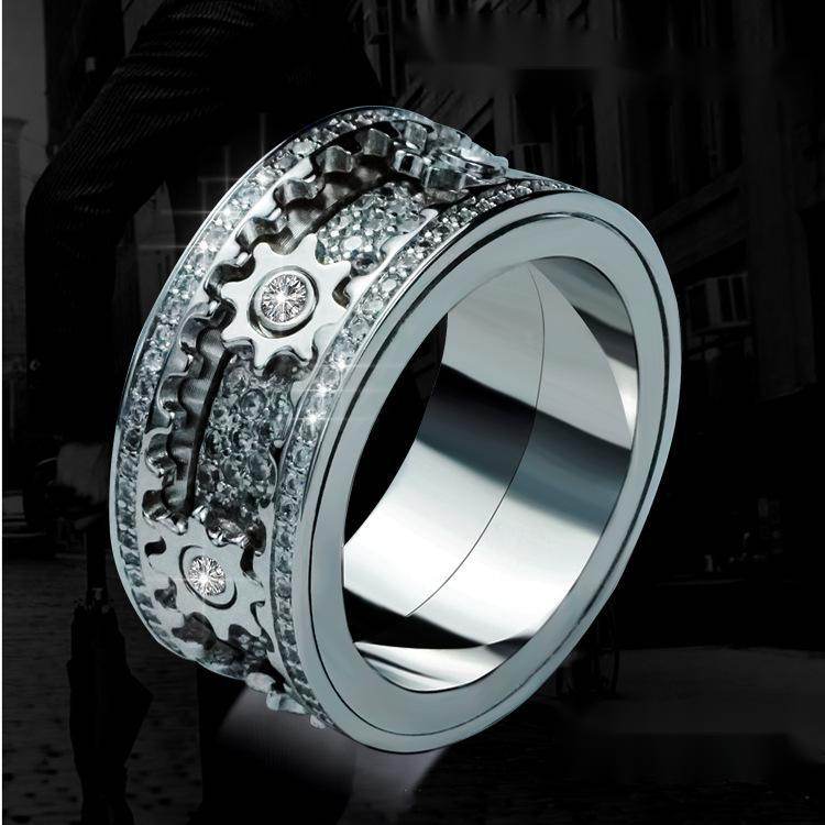 Fidget Ring with Inlaid Stone and Gypsophila Diamond - Get To Find It, LLC