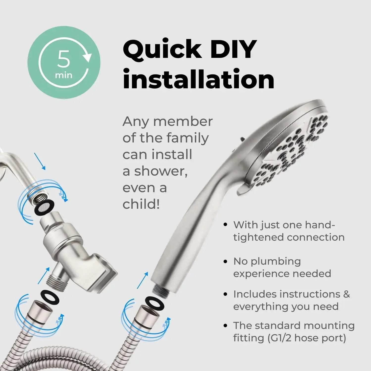 High Pressure Shower Head with Handheld 8 Spray Settings High Flow - Get To Find It, LLC
