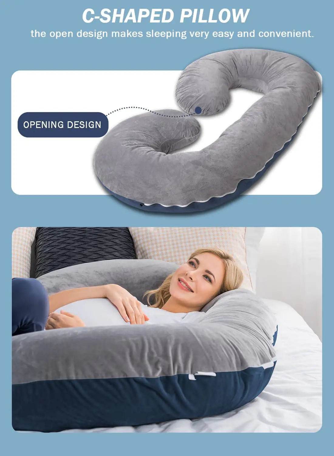 GTFI C-Shaped Body Pregnancy Pillow - Get To Find It, LLC