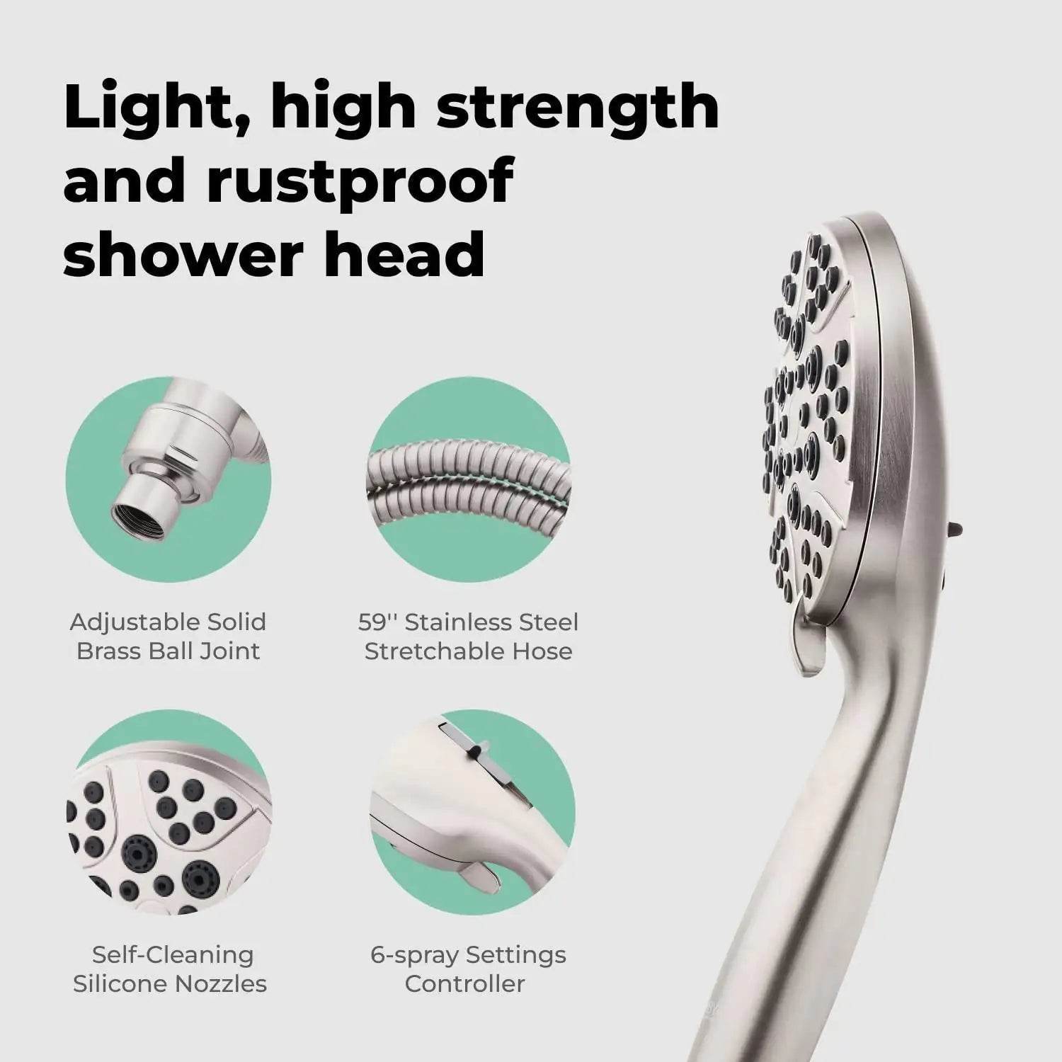 High Pressure Shower Head with Handheld 8 Spray Settings High Flow - Get To Find It, LLC