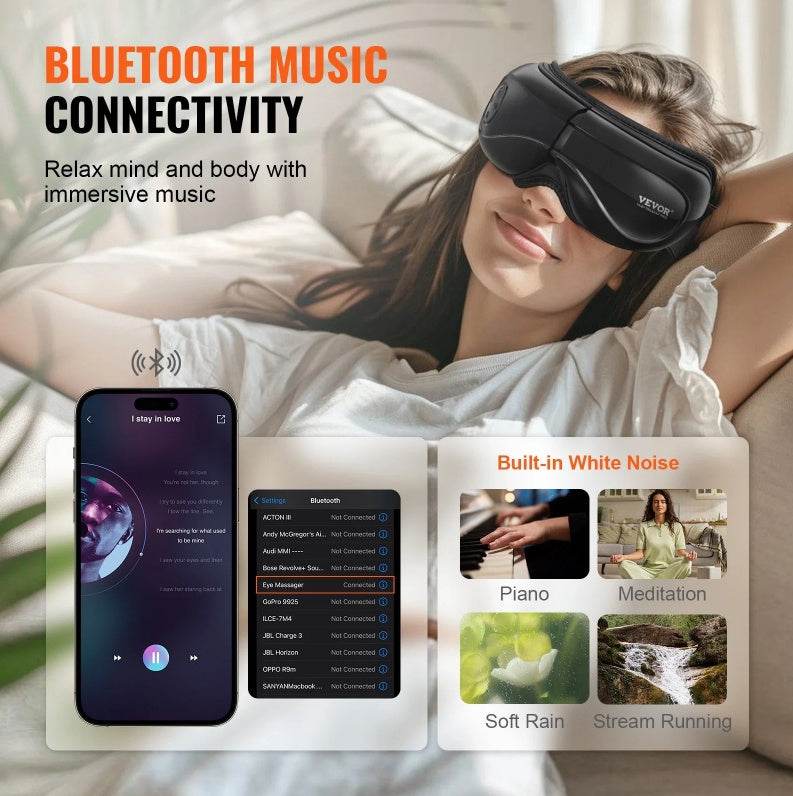 Heated Eye Massager Eye Care Device 5 Modes Bluetooth Music Foldable - Get To Find It, LLC