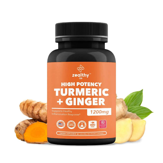 High Potency 1200mg Turmeric and Ginger Supplement Antioxidant 180 Capsules - Get To Find It, LLC