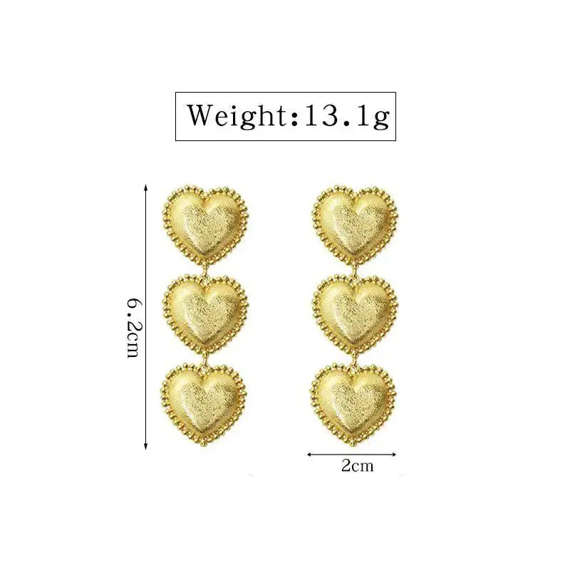 3 Gold Hearts Earrings Get To Find It, LLC