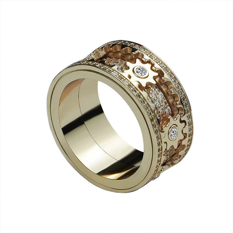 Fidget Ring with Inlaid Stone and Gypsophila Diamond