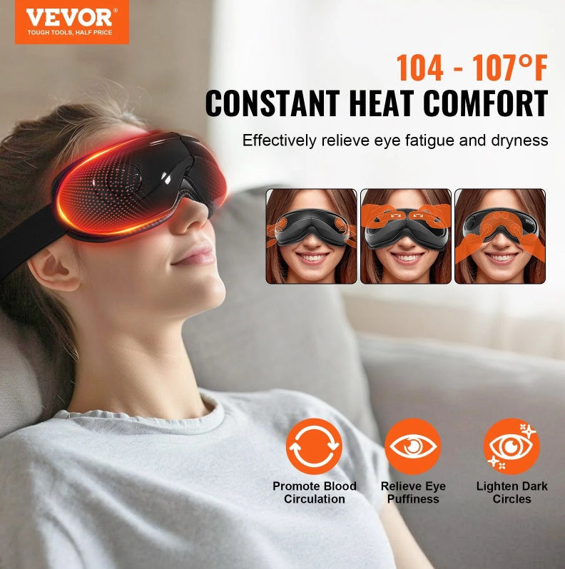 Heated Eye Massager Eye Care Device 5 Modes Bluetooth Music Foldable