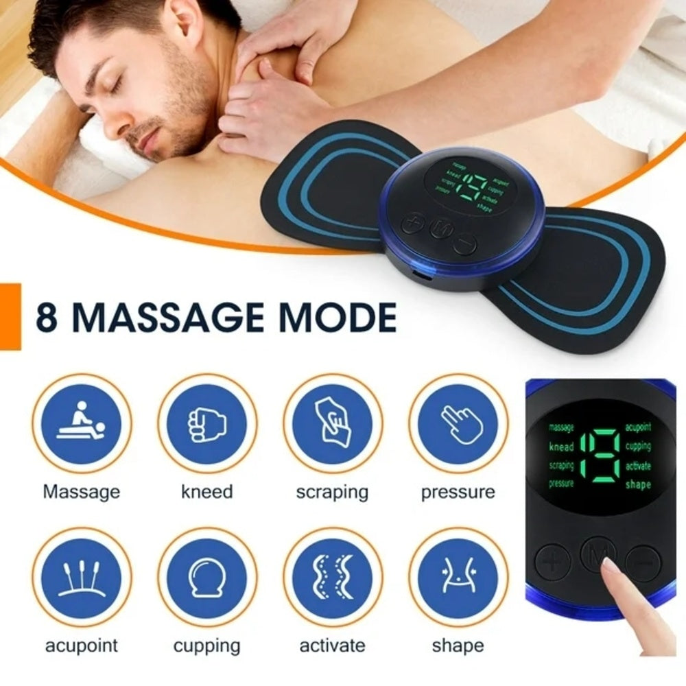 EMS Mini Neck Massager, Lymphatic Drainage Massager For Neck Shoulder Back Waist, Remote Control With 8 Modes 19 Levels Adjustable & 5pcs