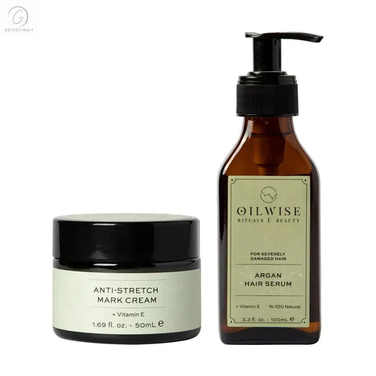 Oilwise Anti Stretchmark Cream & Argan Hair Serum Set Get To Find It, LLC