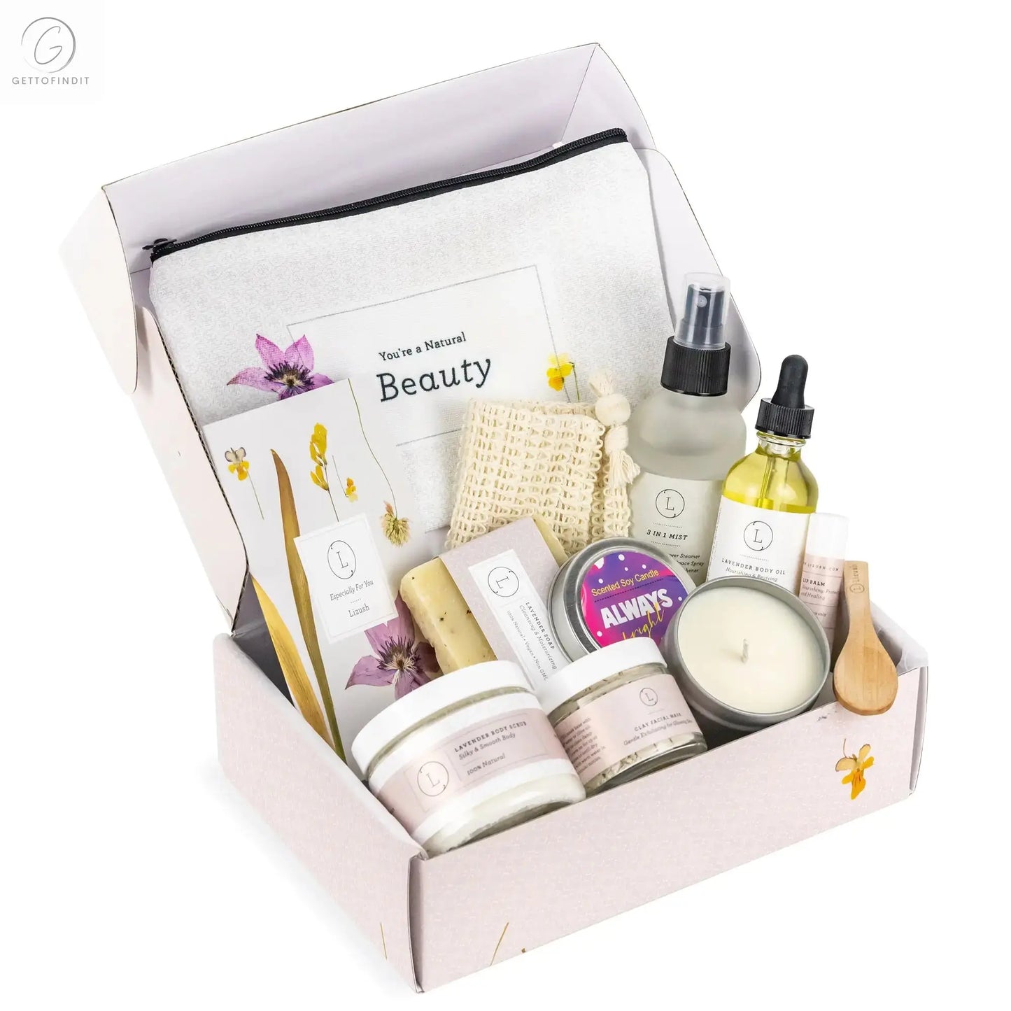 Spa Gift Box, Natural Lavender Bath & Body Relaxing Package for Friend Get To Find It, LLC