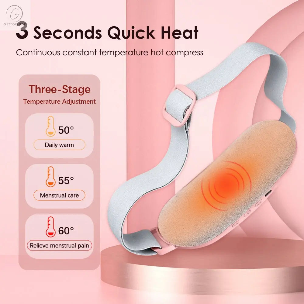 Period Cramp Pain Relief & Intelligent Uterus Warming Belt — 4-Level Heat & Vibration Massage for Period Pain Relief 
