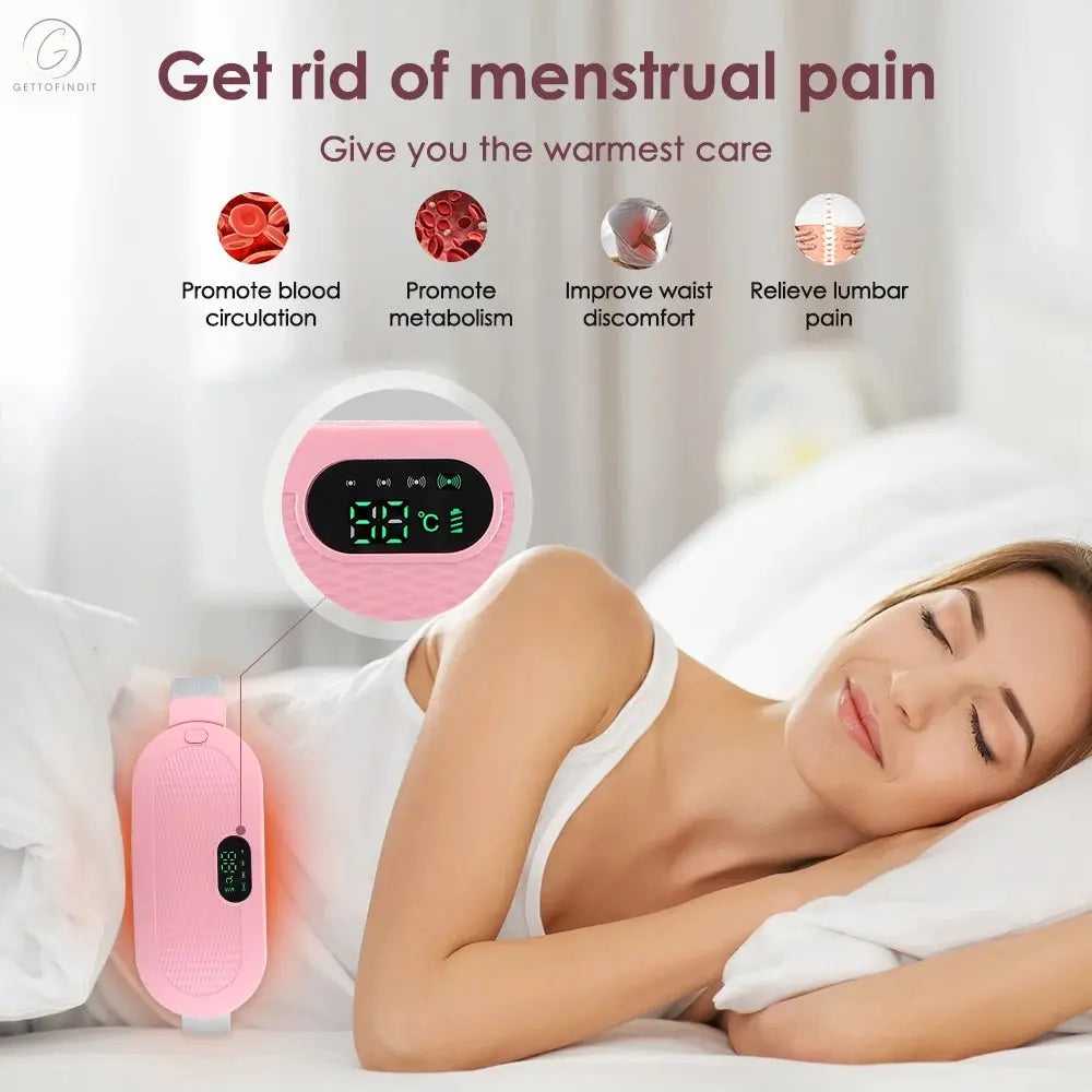 Period Cramp Pain Relief & Intelligent Uterus Warming Belt — 4-Level Heat & Vibration Massage for Period Pain Relief 