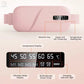 Pink electronic device with digital display and control buttons on a light pink background