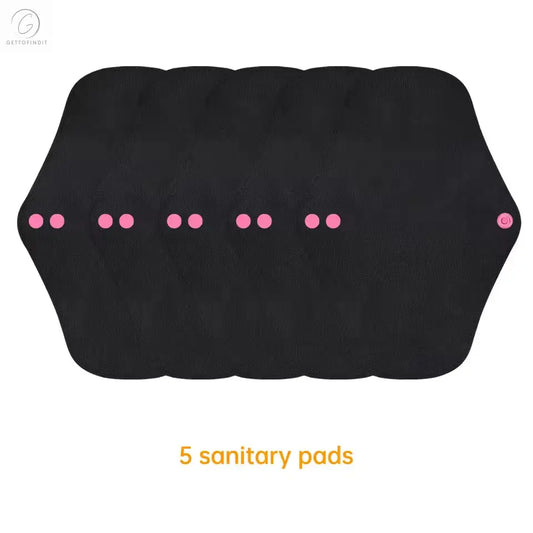 Pure Black Reusable Menstrual Pads — Super Absorbent Bamboo Fiber Set of 5
