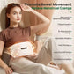 Woman using a massage belt with product features listed on the right.
