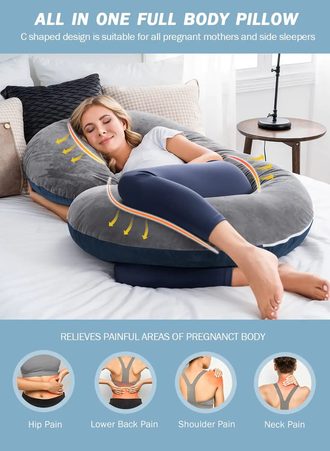 GTFI C-Shaped Body Pregnancy Pillow