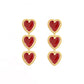 3 Red Hearts Earrings