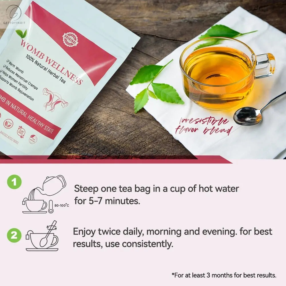 Chinaherbs Natural Womb Tea Female Period Menstrual Cramps Warmer Hormone Balance Glowing Beauty Care Packaged In Bag Classic Brands LLC