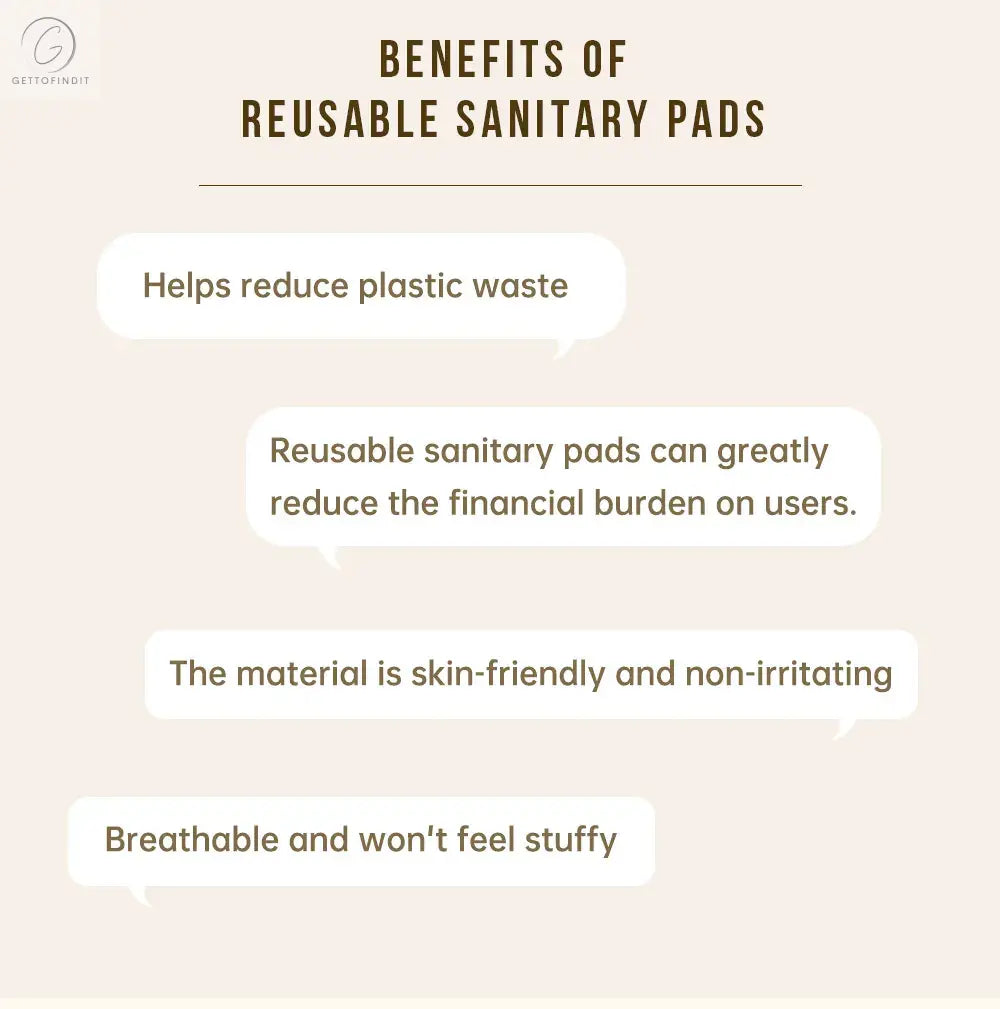 Pure Black Reusable Menstrual Pads — Super Absorbent Bamboo Fiber Set of 5