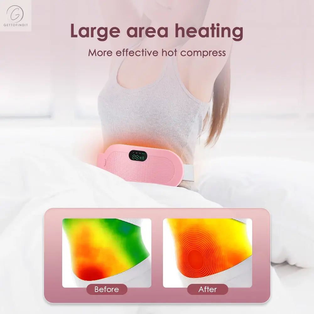 Period Cramp Pain Relief & Intelligent Uterus Warming Belt — 4-Level Heat & Vibration Massage for Period Pain Relief 