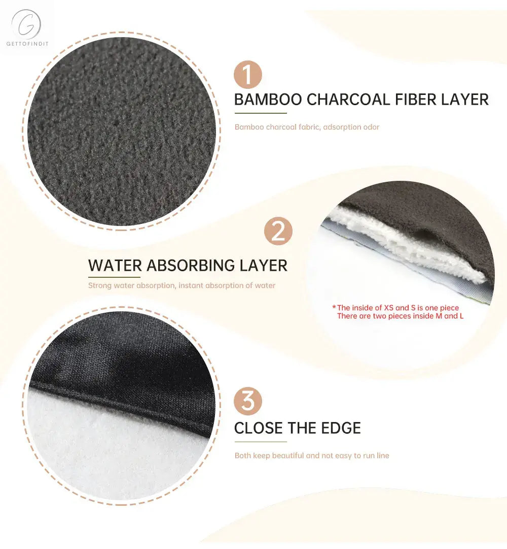 Pure Black Reusable Menstrual Pads — Super Absorbent Bamboo Fiber Set of 5